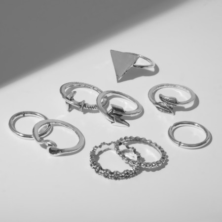Ring set 8 pieces "Travel", size mix, color silver-1