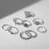 Ring set 8 pieces "Travel", size mix, color silver