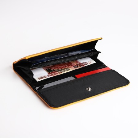 Women's wallet on the button, yellow color-3