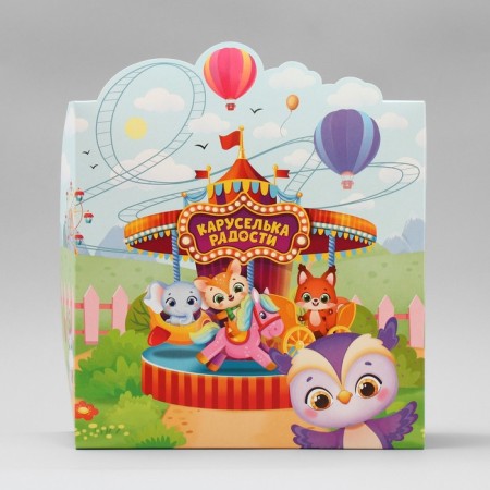 Gift folding box, packaging, "carousel of joy", 25 x 25 x 10 cm-2