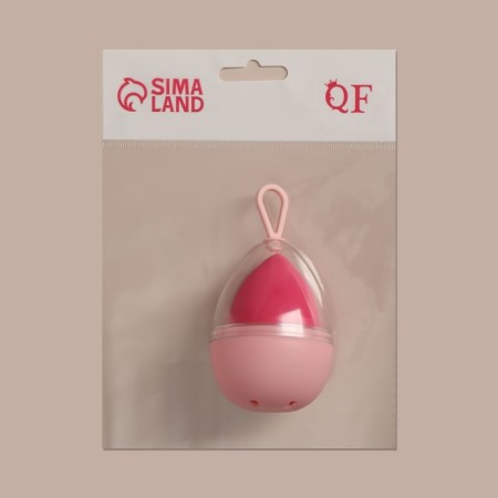 Mowed sponge for makeup “drop”, 6 × 4.5 cm, increases when getting wet, in case, bright pink color-12