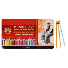 Pencils of watercolor set 72 colors, Koh-I-Noor Mondeluz 3727, in a metal pencil case