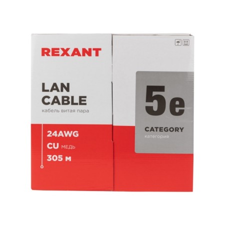 Bay cable twisted steam u/utp, cat 5e, zh ng (a) -HF, 4PR, 24AWG, indoor, solid, gray, 305m rexant-2