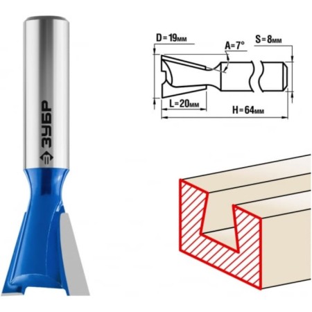 Frases groove bison 28748-19, shaped, angle 7 °, 19 x 20 mm