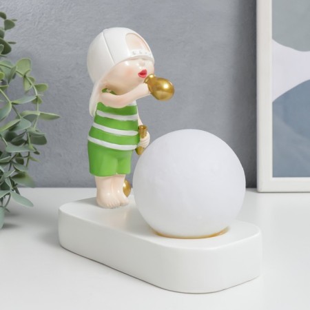 Souvenir Polystone Light "Baby in a white cap, with a gold bubble at the ball" 16.5x8x16 cm-5
