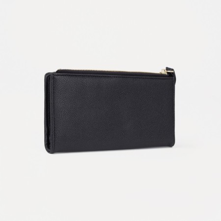 Women's wallet on the button, black color-1
