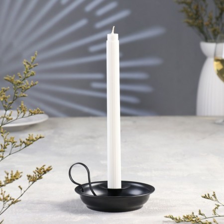 Metal candlestick "Plant", one candle, 14.2 x 6.5 cm, black
