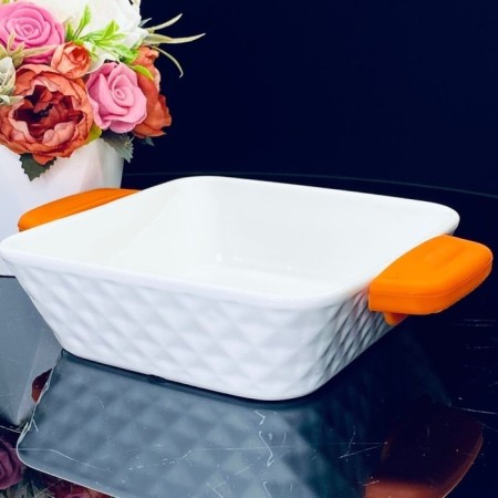 Lenardi baking dish, square, with handles, porcelain, size 24x24 cm