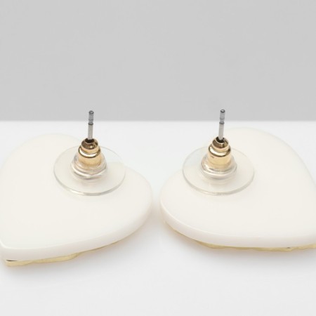 Acryl Earrings "Heart" love, color white-gold-2