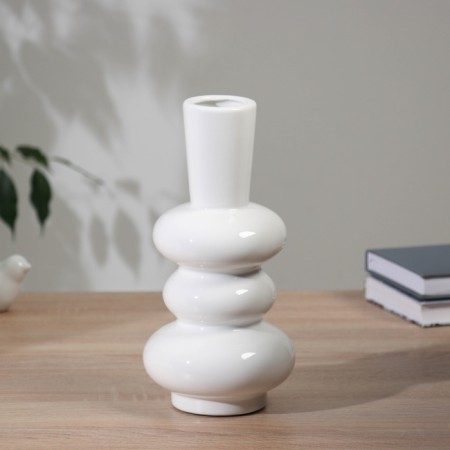 VAZA Ceramics Table "Grayson" Rings, 24x1 cm, white