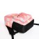 A backpack with a zipper, 3 outer pockets, pink color