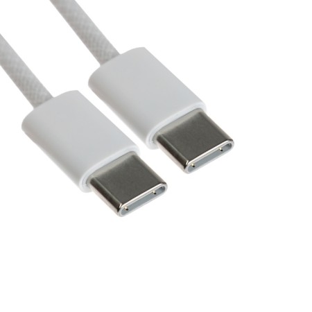 Type-C cable-Type-C, 3 A, 60 W, 1 m, data transfer, braid fabric, white-1