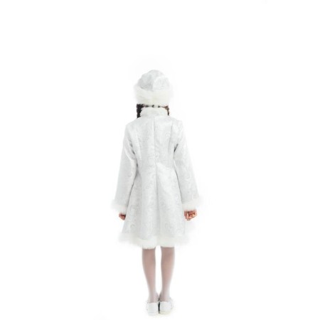 Children's carnival costume "Snow Maiden", white brocade, fur coat, hat, p. 34, height 134 cm-2