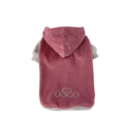 Sweatshirt with OSSO hood for dogs, velor, size 30 (DS 30, OG 37-39 cm), pink-1