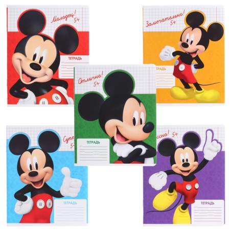Notebook in a cage 12 sheets, 5 types of mix, cover coated paper, Mickey Mouse-1