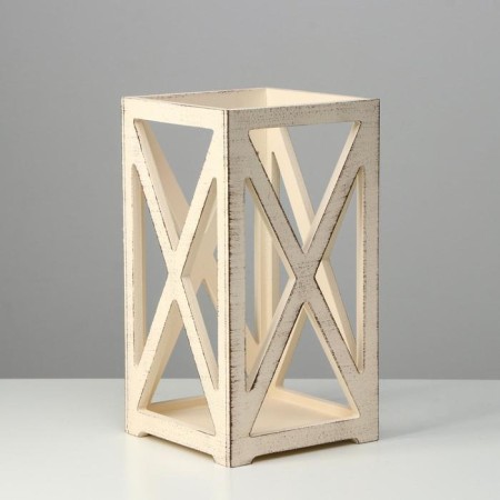 Kashpo wooden 14 × 14 × 26 cm "Lantern High-tech Provence", beige-1