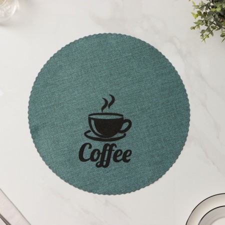 Набор салфеток сервировочных Доляна Coffee, 4 шт, d=37 см, цвет бирюзовый-3