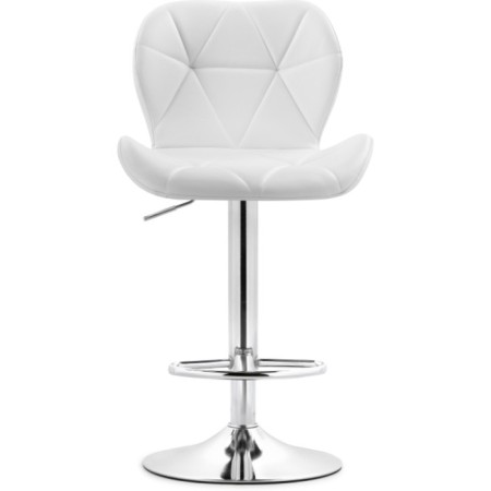 Baric stool Trio metal/eco -leather, chrome/white 48x52x86 cm-1
