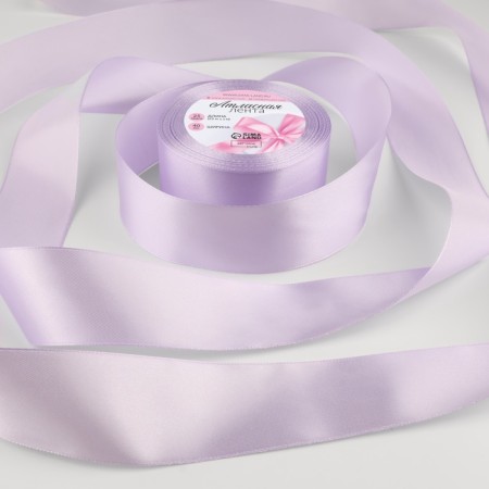 Satin ribbon, 40 mm × 23 ± 1 m, color pale lilac No. 44