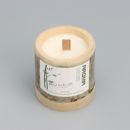 Aromatic candle in the bamboo "Bamboo barrel", soy wax, 25 hours, 150 gr, in the box, 8.5x8 cm-4