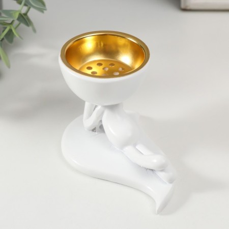 The stand under the incense of the polystone "man lies" white 6.1x6.3x10.7 cm-2