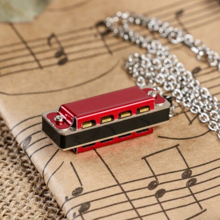 Music Life 4 Harly Harly, 8 tones, 3.5x1.5x1cm, chain 28cm, red-1