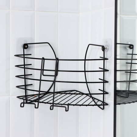 Corner shelf with a phone holder, 22.5 × 22.5 × 20.5 cm, black color-9