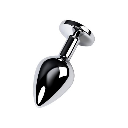 Anal plug with the Toyfa Metal rhinestone, silver, topaz, 8 cm, d = 3.4 cm-2
