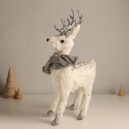Decor "White Deer with sparkles, in a scarf" 23x10x38 cm-3