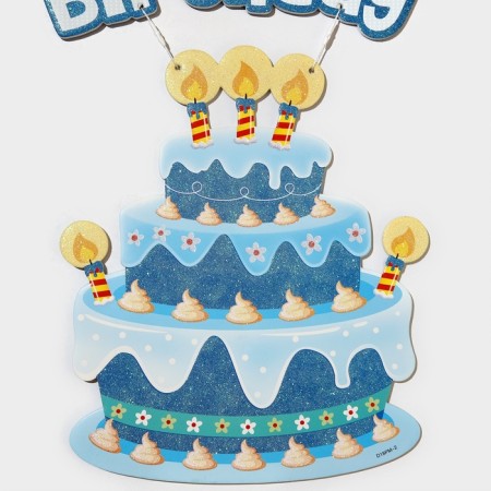 Decorative decoration (suspension) "Happy Birthday" 42x26 cm, col. blue-4