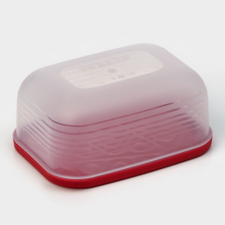 The container is plastic with the lid Flexo, 1.9 l, the color is red-3