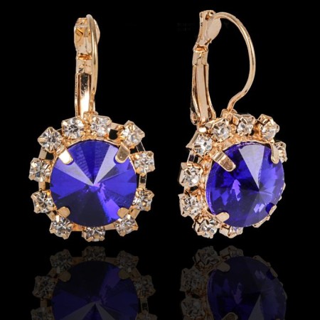 Earrings with rhinestones "Circle" party, large, color mix-7