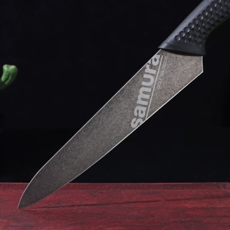 Kitchen knife Samura Golf Stonewash, universal, blade 15.8 cm, black hilt-1