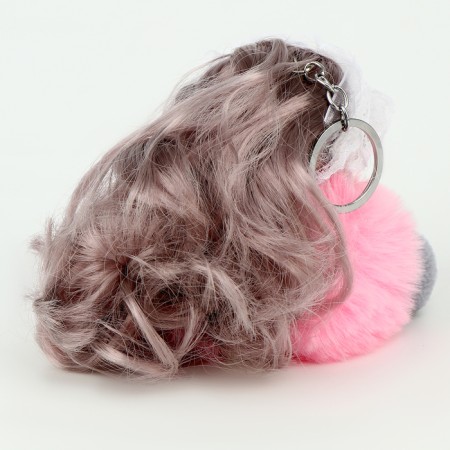 Soft toy "Puppet Model" on a key fob, 16 cm, pink color-3