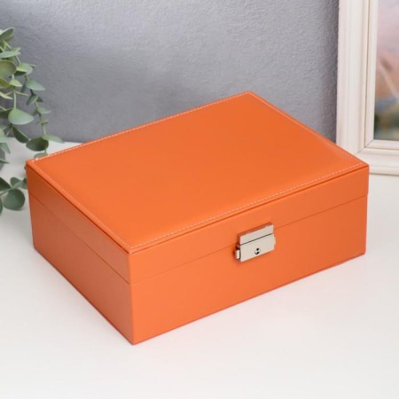 Casket to the leatherette for jewelry "Orange matte" 9x23x17 cm