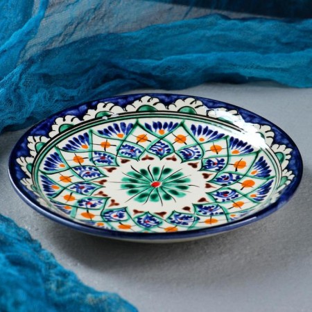 Tea set of 9 objects Rishtan ceramics (kettle 0.8l, bowls- 0.2)-12