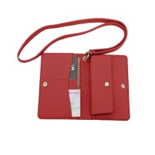 Passport cover, genuine leather, red 14x10x0.5 cm