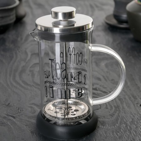 Kelly Kelly Kelly press teapot, 350 ml, glass, black color, Mix drawing-3