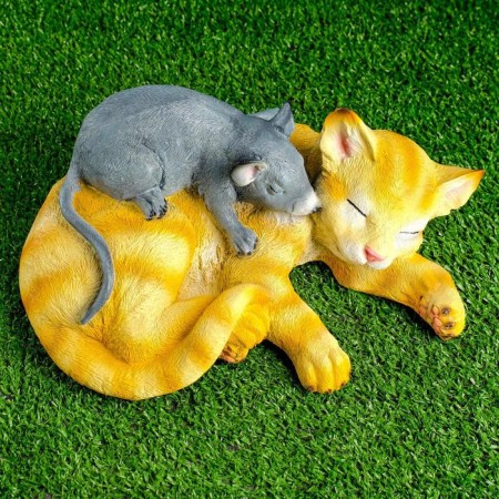 Garden figure "Cat with the mouse Sleep" 30x18cm-4
