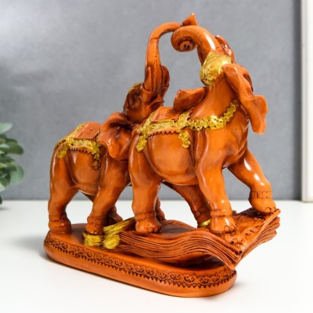 Polystone souvenir "Two cash elephants on a bill and coins" under a tree 18.7x21x7 cm-4