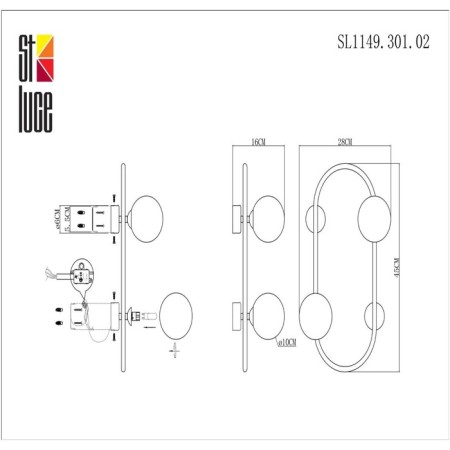 Sconces st. SL1149.301.02. Vera. 2x5 watts, G9, 4000k, 28x45 cm, brass color-6