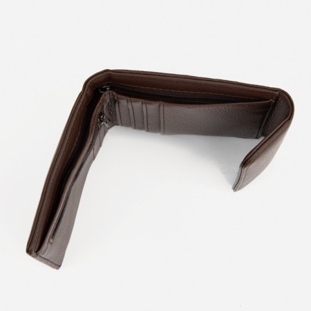 Male purse on a magnet, department for bills, for maps, for coins, brown color-3