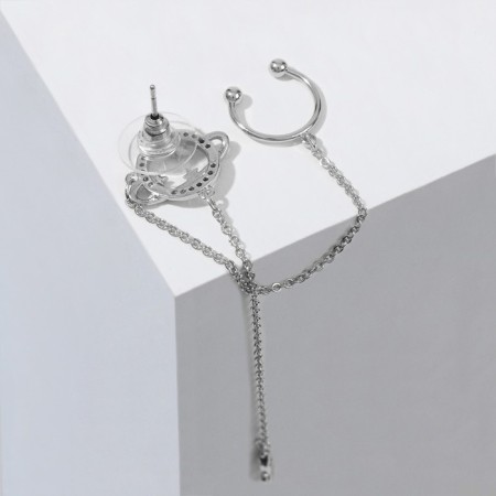 Earring "Kaff" Planet, white color in silver-2