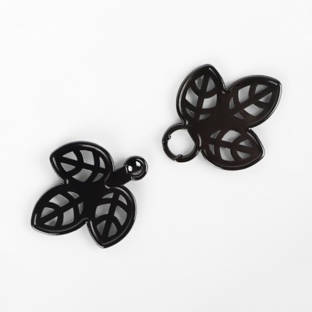 Decorative fastener "Leaves", 5.5 × 2.6 cm, black color-2