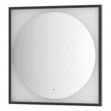 Зеркало в багетной раме с LED-подсветкой 18 Вт, 80x80 см, ИК - выключатель, тёплый белый свет, чёрна
