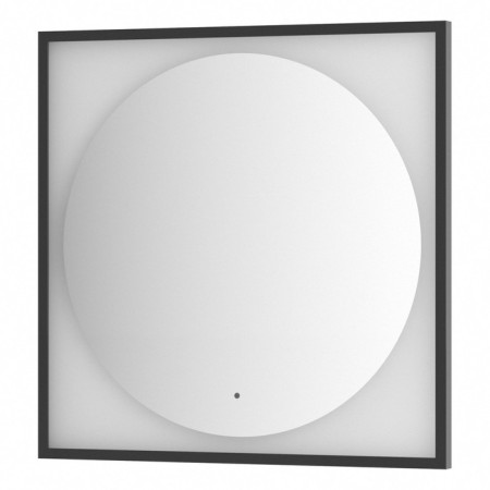 Mirror in a baguette frame with LED lighting 18 W, 80x80 cm, IR - switch, warm white light, black