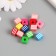 Beads for creativity plastic set 13 pcs "Striped cubes" 1x1x0.8 cm