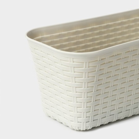 Balcony box "Rotang", 38.5 cm, white color-1