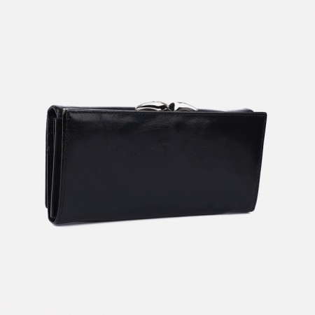 Women's wallet on magnets, black color-1
