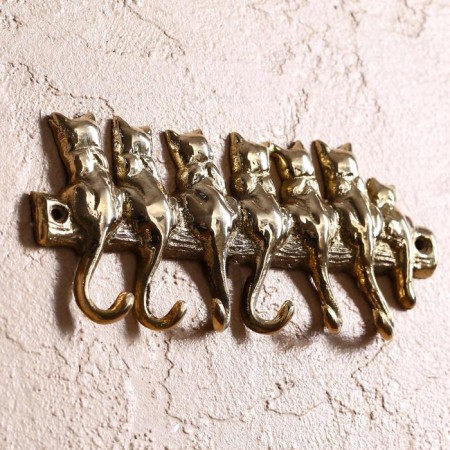 Hook "7 cats" brass 17x8x1.5 cm